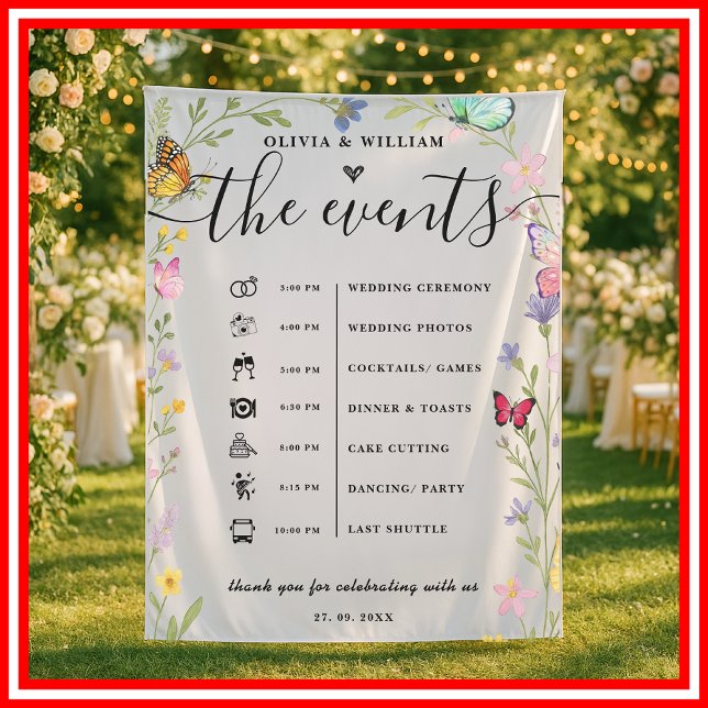 Tenture Floral Boho Fleurs sauvages Ordre des événements M (Créateur téléchargé)