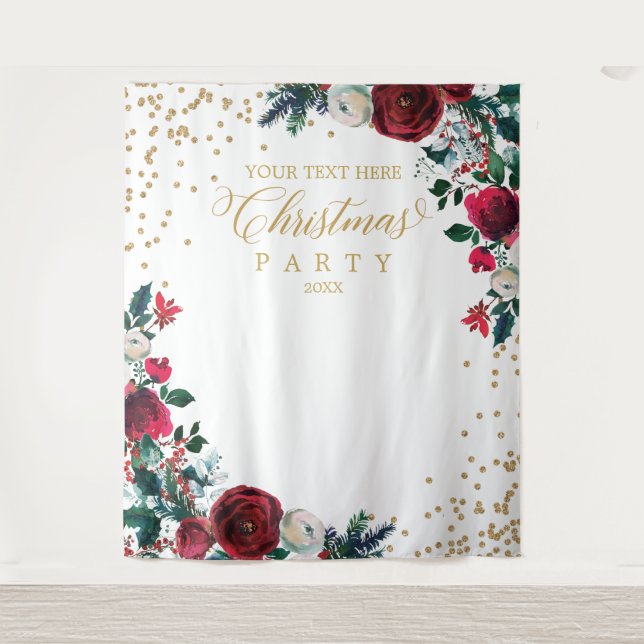 Tenture  Floral Christmas Party photobooth backdrop (Devant)
