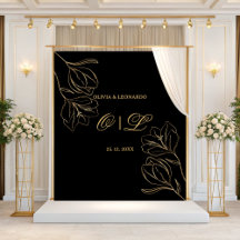 Floral doré mariage sur fond Arrière - plan noir