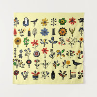 Floral folk coloré et oiseaux