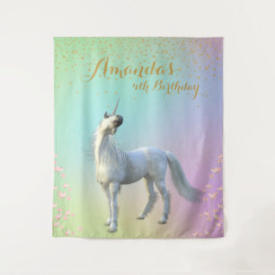 Tenture Floral Gold Unicorne Anniversaire fond Photo Booth