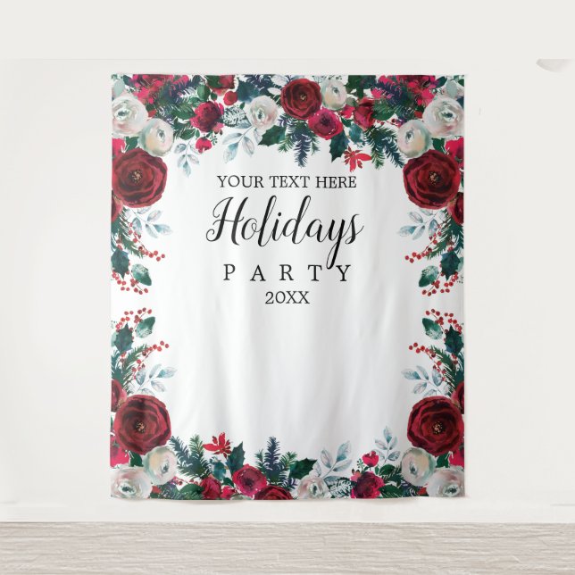 Tenture Floral Holiday Party photobooth backdrop  (Devant)