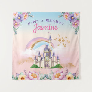 Tenture Floral Magical Princess Castle Backdrop & Tapestry