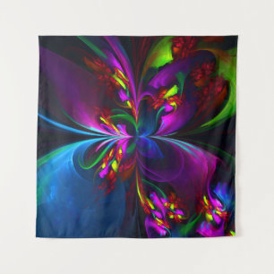 Tenture Floral moderne Art Abstrait Rouge Bleu Motif #15