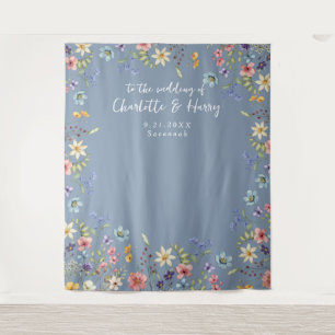 Tenture Floral moderne Dusty Blue Mariage fond photo
