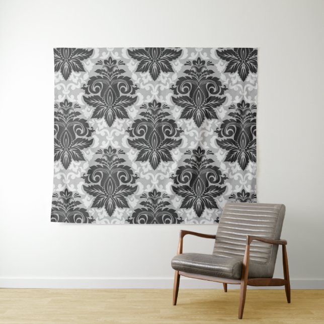 Tenture Floral noir-blanc (En situation (horizontale))
