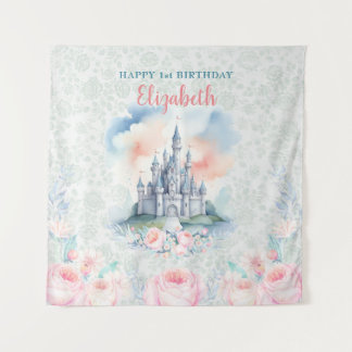 Tenture Floral Pastel Princess Castle En toile de fond & T