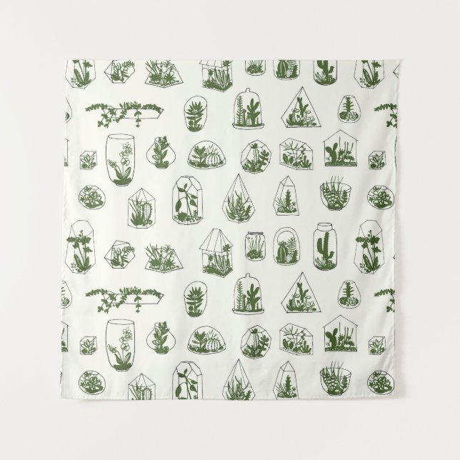 Tenture Florarium Succulent : Conception géométrique Vinta (Devant)