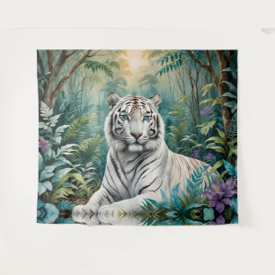 Tenture Flore de la jungle de Tigre blanc