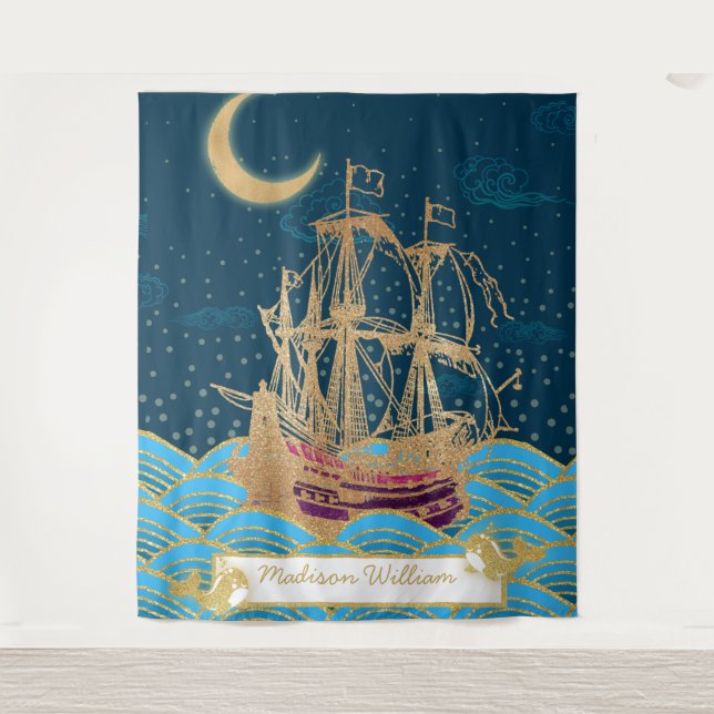 Tenture Flotte navale Sous le clair de lune avec de petite (Devant)