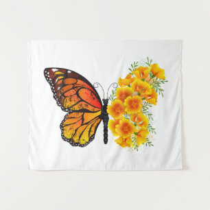 Tenture Flower Butterfly with Yellow California Poppy