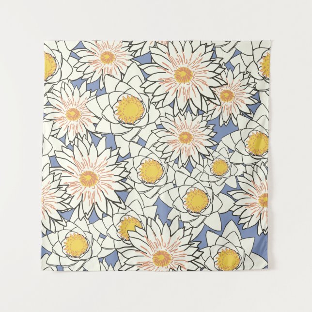 Tenture Flowers pattern lotus lily (Devant)