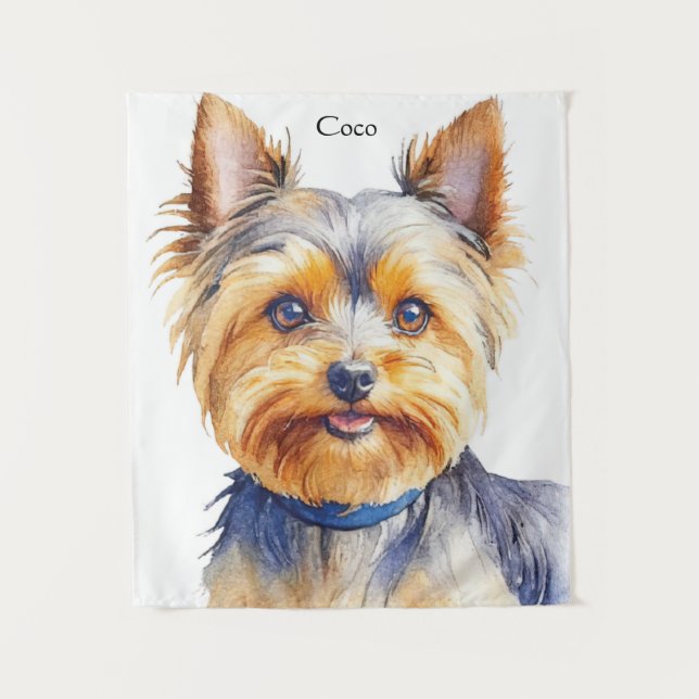 Tenture Fluffy Yorkshire Terrier Soft and Gentle Dog Art (Devant)