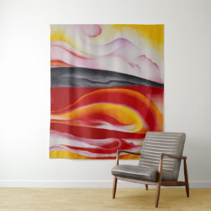 Tenture Flux rouge, jaune et noir   Georgia O'Keeffe  