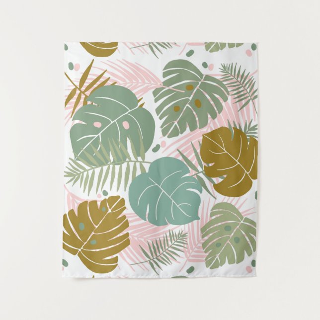 Tenture Foliage Tropical - Motif Monstère Et Feuille De Pa (Devant)