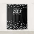 Fond 80e Anniversaire Confettis Argent Noir