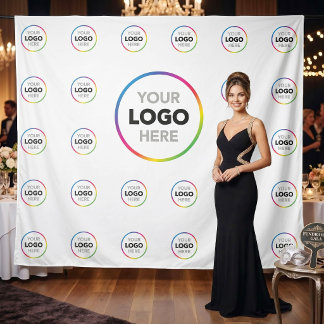 Tenture Fond avec logo d'entreprise blanc | Décoration pou