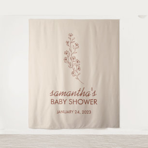 Tenture Fond botanique pour baby shower avec lettrage manu