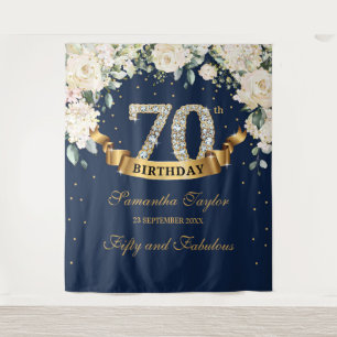 Tenture Fond de 70e anniversaire avec fleurs de verdure do