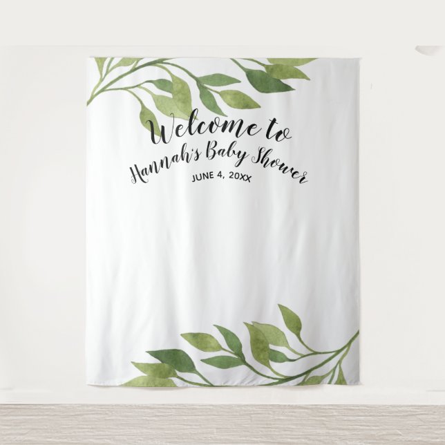 Tenture fond de baby shower, accessoires photo, botanique  (Devant)