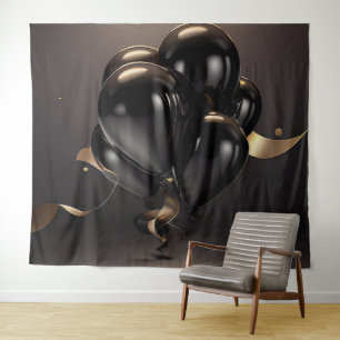 Tenture Fond de ballons noirs et dorés
