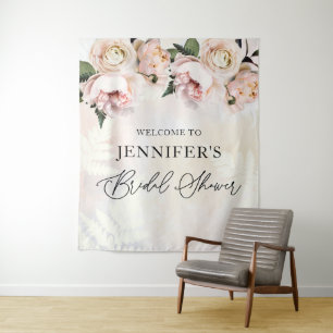 Tenture Fond de bienvenue pour la baby shower rose floral