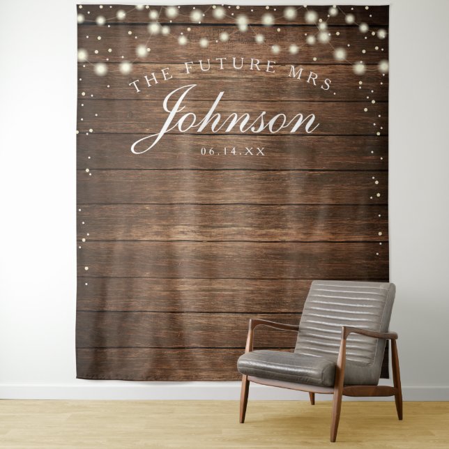 Tenture Fond de bois rustique - Future Mrs Photo Backdrop (En situation)