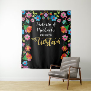 Tenture Fond de broderie de fête mexicaine en feuille d'or