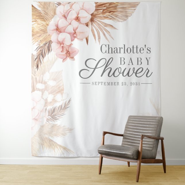 Tenture Fond de cabine photo Baby Shower Herbe de Pampa (En situation)