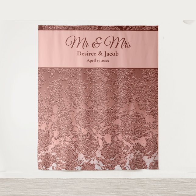 Tenture Fond de cabine photo mariage Rose Gold Rose (Devant)