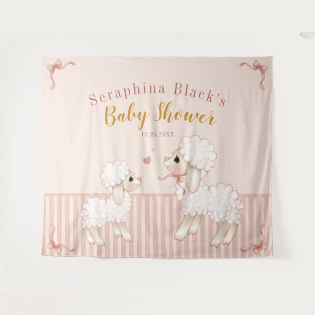 Tenture Fond de cabine pour Baby Shower avec des rayures r (Devant (Horizontal))
