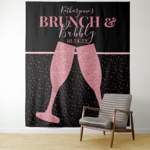 Tenture Fond de Champagne Pailleté Rose Bulles pour Brunch