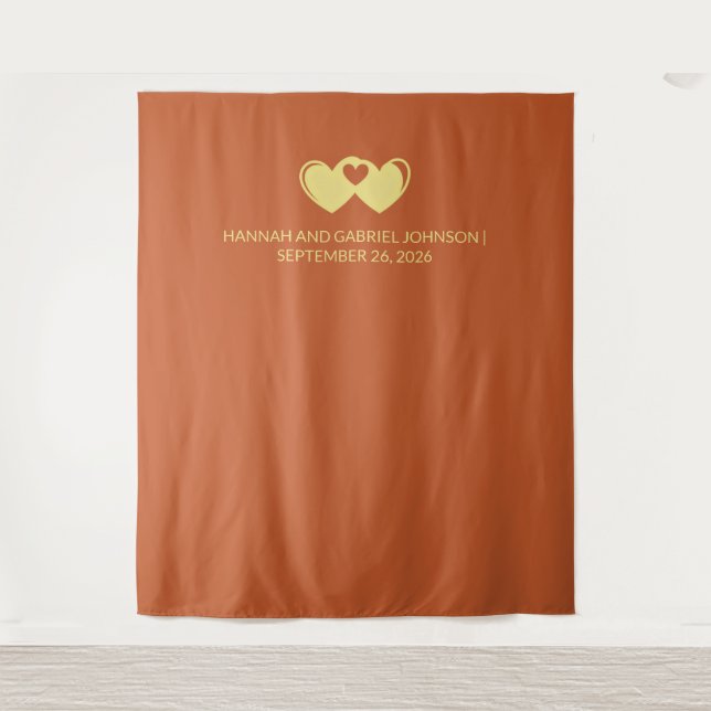 Tenture Fond de coeur de couple mariage (Devant)