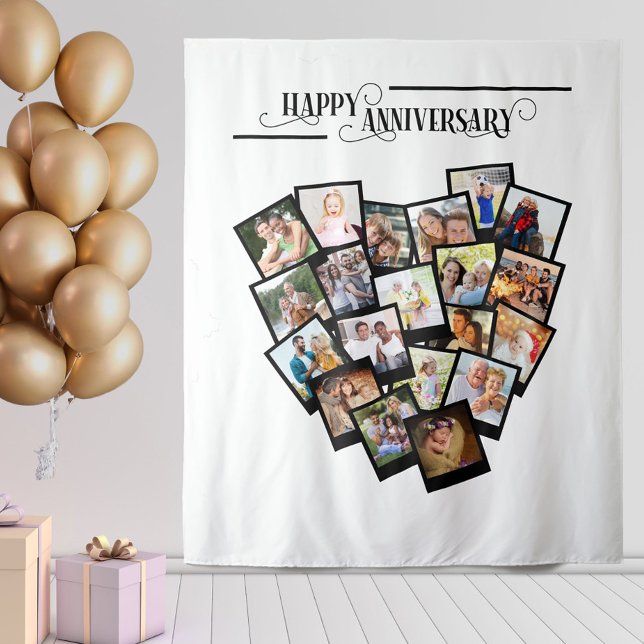 Tenture Fond de collage de photos en forme de cœur Joyeux  (Créateur téléchargé)