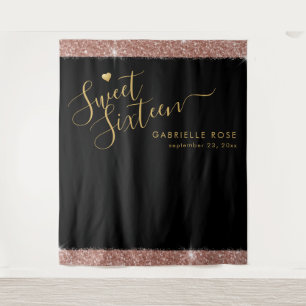 Tenture Fond de confettis pailletés Rose Gold Black Sweet 