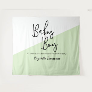 Tenture Fond de décor bébé garçon vert Panneau de bienvenu