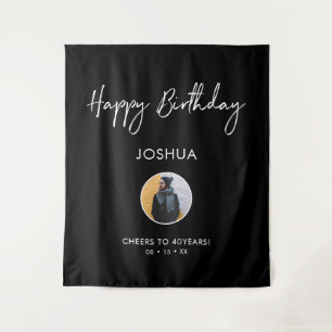Tenture Fond de décor de fête pour anniversaire noir et bl