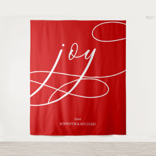 Tenture Fond de décor de Noël Script Minimal Joy