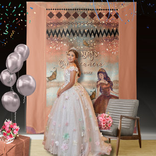 Tenture Fond de décor métallisé cuivre pour Quinceañera 