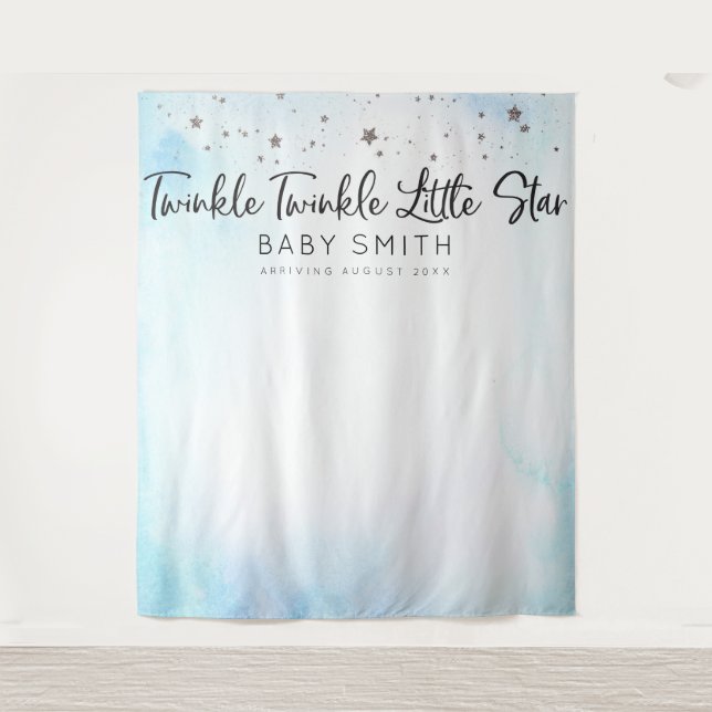 Tenture Fond de décor pour Baby Shower Bleu Twinkle Twinkl (Devant)