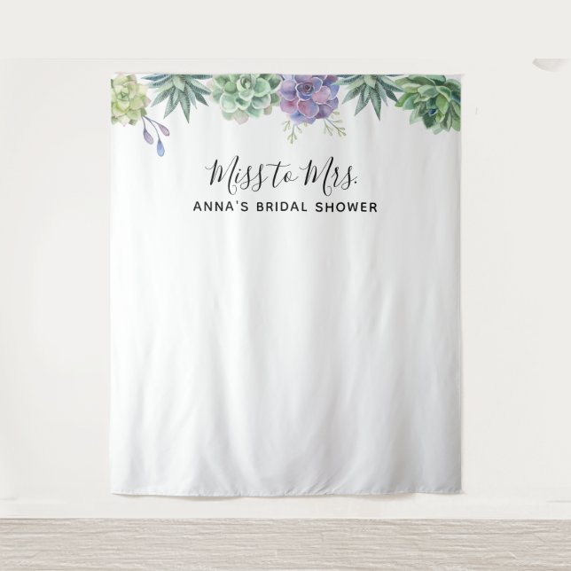 Tenture Fond de décor pour Baby Shower de Succulentes (Devant)