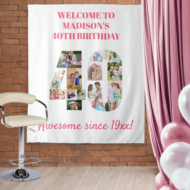 Tenture Fond de décor pour fête d'anniversaire avec collag (Créateur téléchargé)