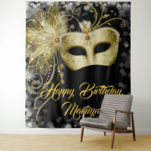 Fond de décor pour fête d'anniversaire en masque