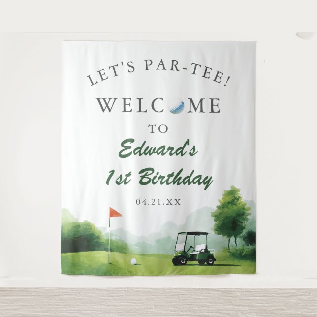 Tenture Fond de décor pour l'anniversaire de buggy de golf (Devant)