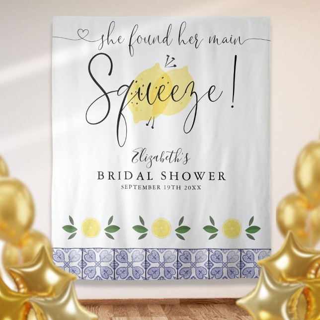 Tenture Fond de décor pour l'événement principal de la dou (Bridal Shower Main Squeeze Lemons Photo Backdrop)