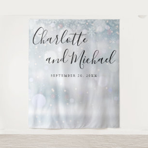 Tenture Fond de décor pour photobooth de mariage Flocons d