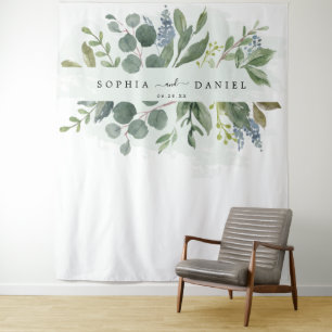 Tenture Fond de décor pour photos de mariage au eucalyptus