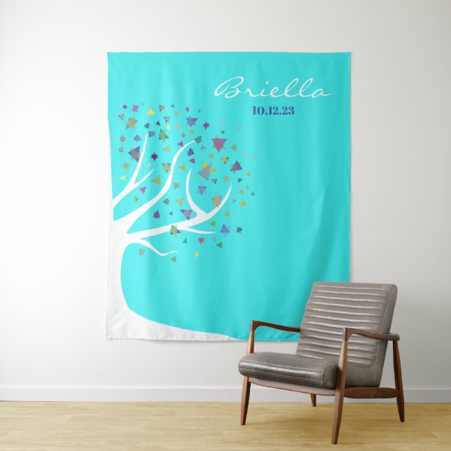 Tenture Fond de décor pour une fête autour de l'Arbre de V (En situation)