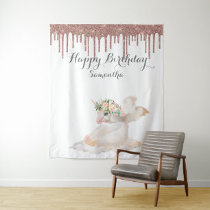 Tenture Fond de Décoration Anniversaire Licorne Rose Gold
