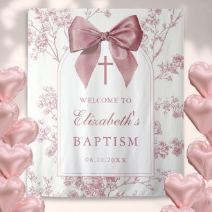 Tenture Fond de décoration de photo de baptême avec un nœu